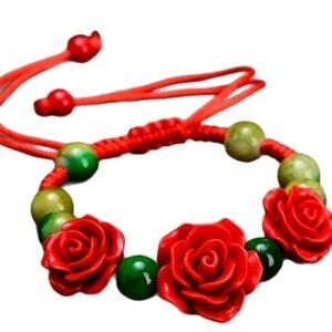 Red Rose Beaded Bracelet